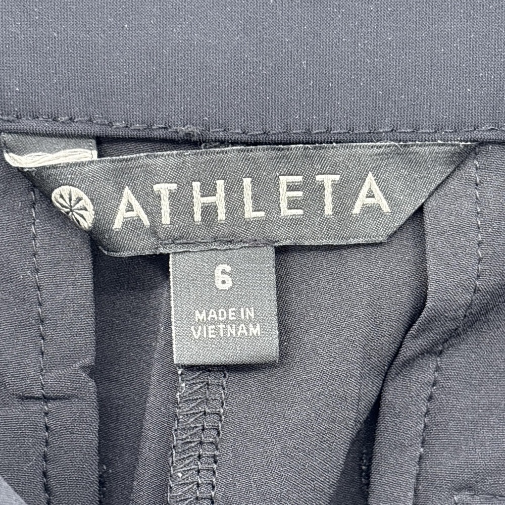 Athleta Pants Womens 6 Black Wide Leg Pull On Zip Pocket Snap Vent Stretch 30" - Picture 8 of 12